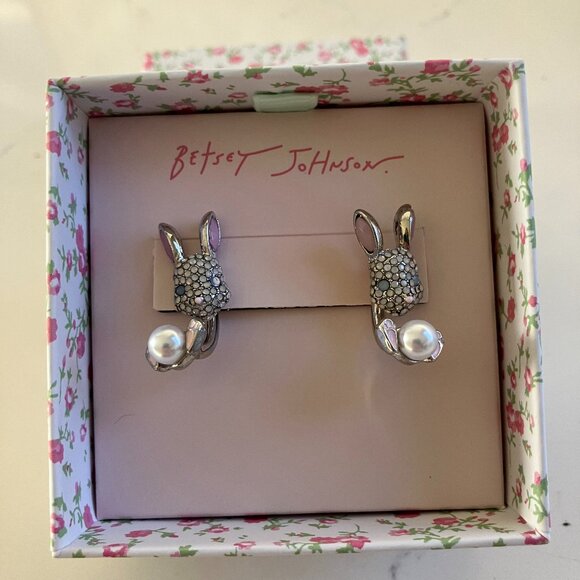 Betsey Johnson Jewelry - Betsey Johnson Bunny Rabbit Barbell Jacket Earrings, NEW WITH TAGS